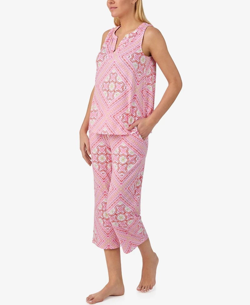 Ellen Tracy Women's Sleeveless Top & Cropped Pajama Pants, 2-Piece Set