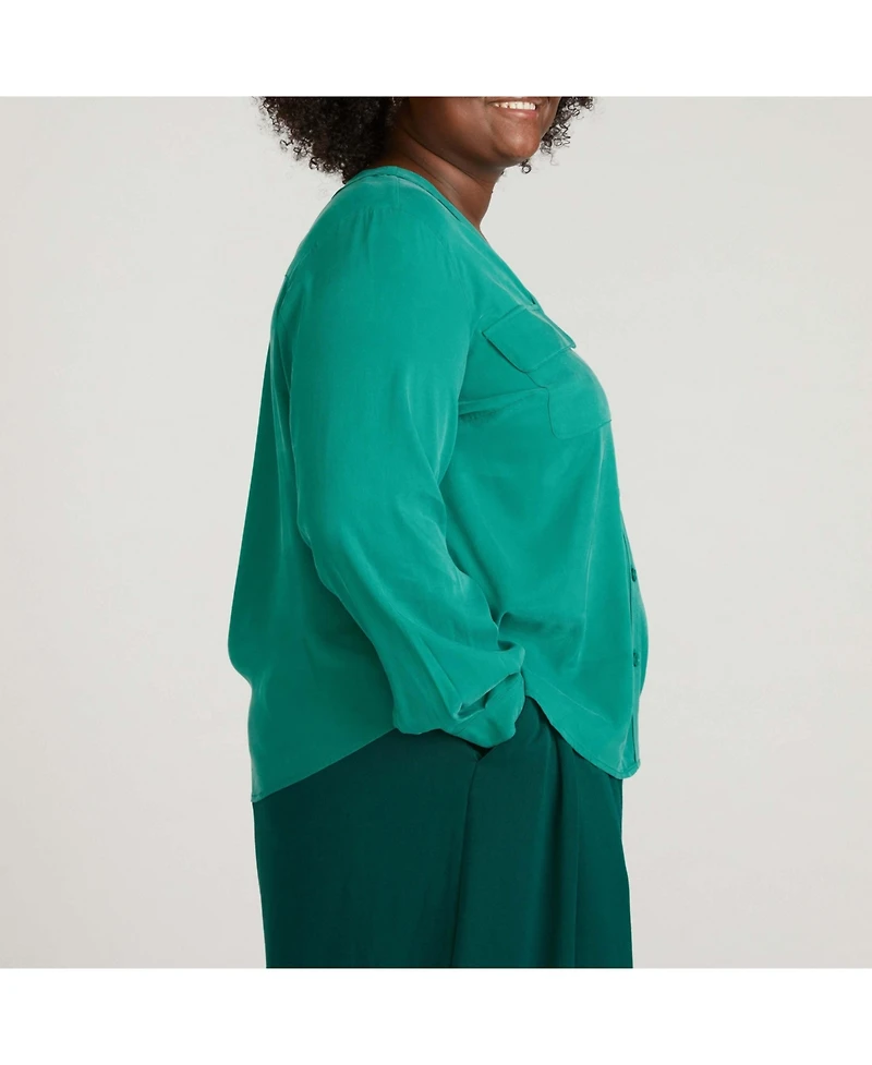 Universal Standard Women's Plus Cooling Stretch Cupro Button-Down Blouse