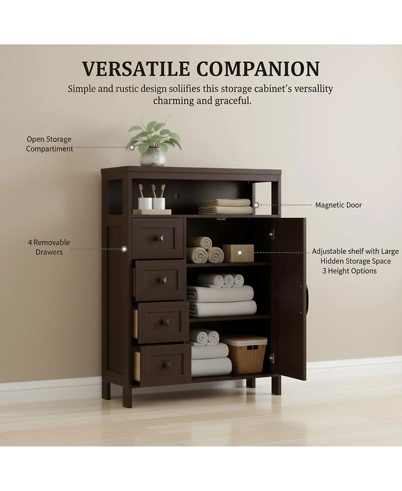 Yigii Farmhouse Storage Cabinet 2 Doors Shelves Rustic Buffet Sideboard for Kitchen Living Room Bathroom