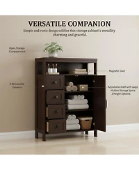 Yigii Farmhouse Storage Cabinet 2 Doors Shelves Rustic Buffet Sideboard for Kitchen Living Room Bathroom