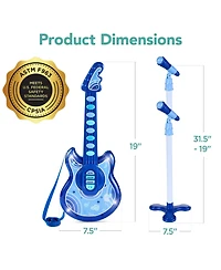 Best Choice Products 19in Kids Flash Guitar, Pretend Play Musical Instrument Toy for Toddlers w/ Mic
