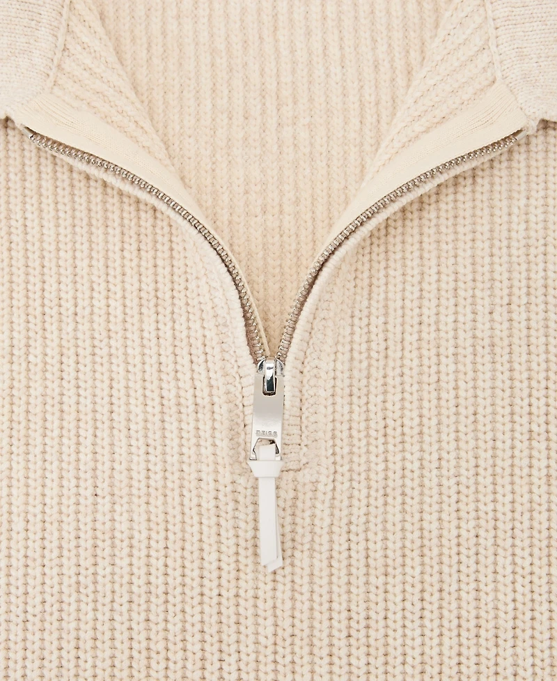 Reiss Men's Cotton-Blend Rib Half-Zip Polo Jumper