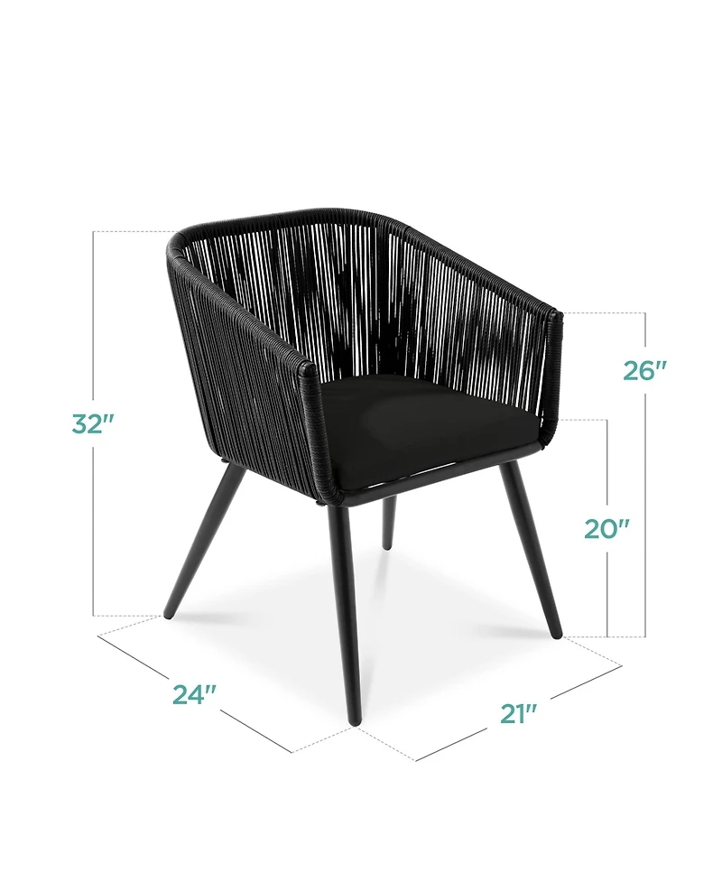 Best Choice Products Set of 2 Indoor Outdoor Patio Dining Chairs Woven Wicker Seating 250lb Capacity - Gray/Black