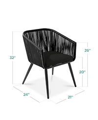 Best Choice Products Set of 2 Indoor Outdoor Patio Dining Chairs Woven Wicker Seating 250lb Capacity - Gray/Black