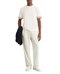 Reiss Men's Textured Tape-Cuff Modern-Fit T-Shirt