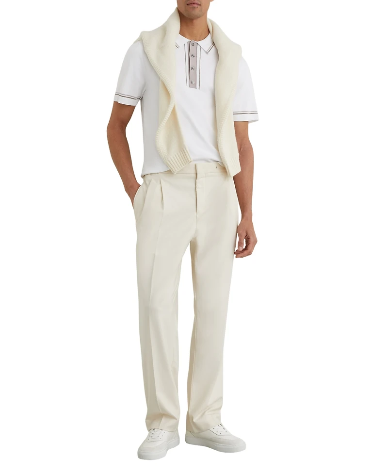 Reiss Men's Tipped Half-Button Knitted Polo Shirt