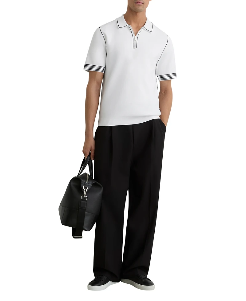 Reiss Men's Stitch-Detail Half-Zip Polo Shirt