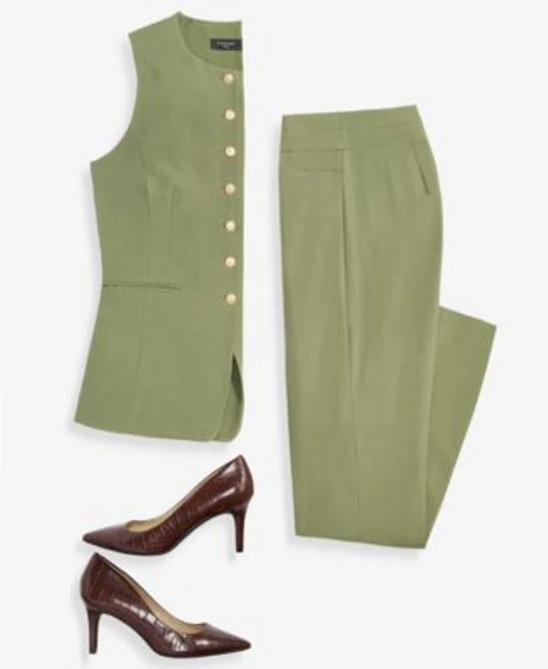 Tahari Asl Crewneck Vest Flare Pants