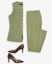 Tahari Asl Crewneck Vest Flare Pants