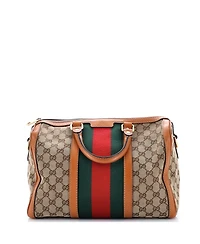 Pre-Owned Gucci Medium Vintage Web Boston Bag Gg Canvas
