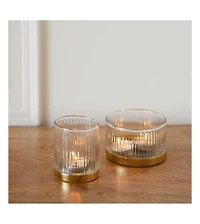 Fleck Fluted Glass Votive Candle Holder Set