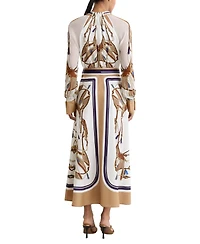 Reiss Women's Ellie Foulard-Print Tie-Neck Midi Dress