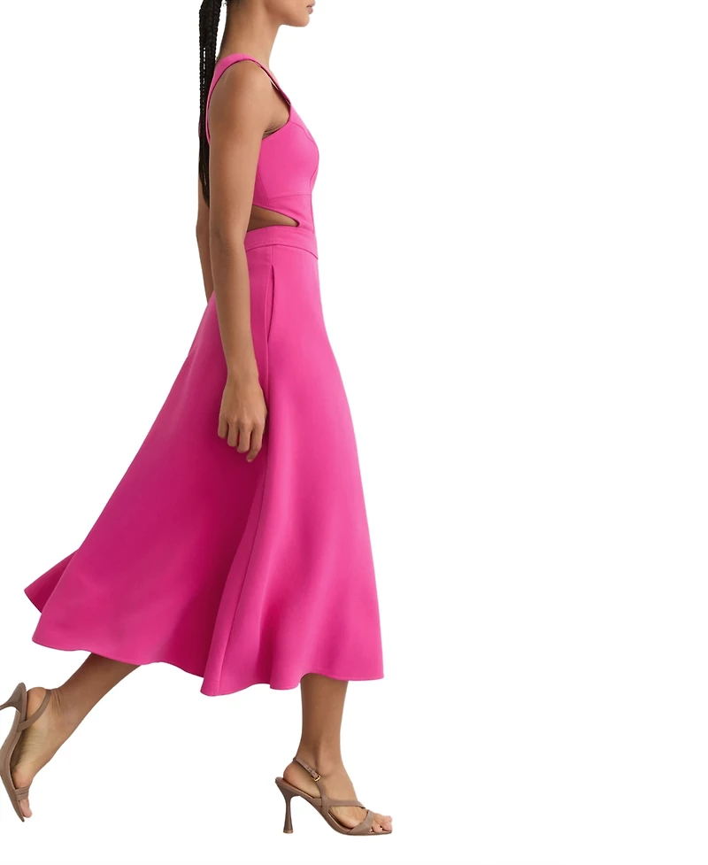 Reiss Women's Dina Waisted Cut-Out Twill Midi Dress