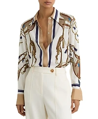 Reiss Women's Ellis Foulard-Print Concealed-Placket Shirt