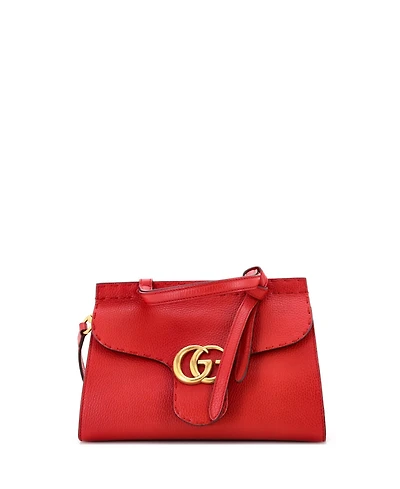 Pre-Owned Gucci Mini Gg Marmont Top Handle Bag Leather
