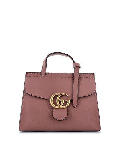 Pre-Owned Gucci Small Gg Marmont Top Handle Bag Leather