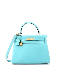 Pre-Owned HERMES Kelly 28 Handbag Blue Togo with Gold Hardware