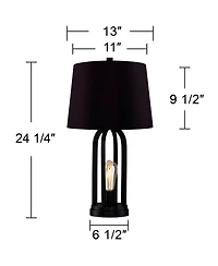 360 Lighting Marcel Industrial Table Lamps High Set of 2 with Usb Charging Port and Nightlight Led Drum Shade for Bedroom Bedside Desk
