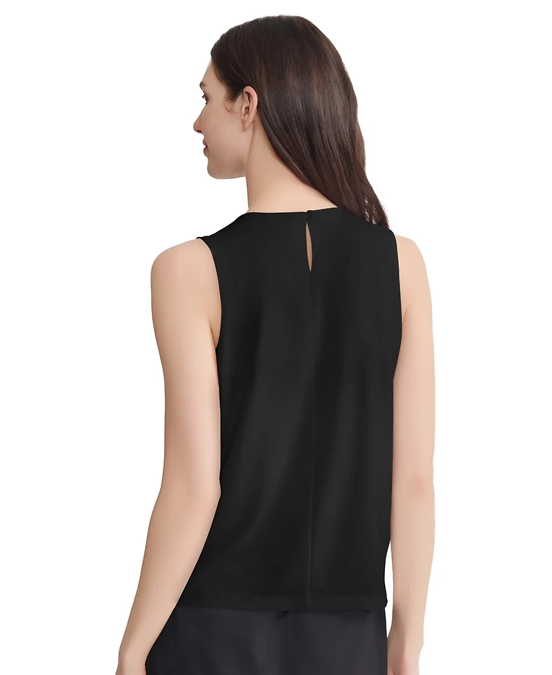 Jones New York Women's Pleat Front Crewneck Top