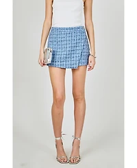 endless rose Women's Tweed Front Flap Wrap Skirt