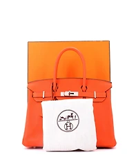 Pre-Owned HERMES Birkin 30 Handbag Orange Clemence with Palladium Hardware
