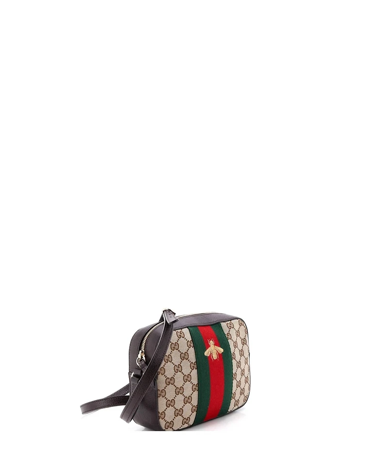 Pre-Owned Gucci Bee Web Camera Bag Gg Canvas