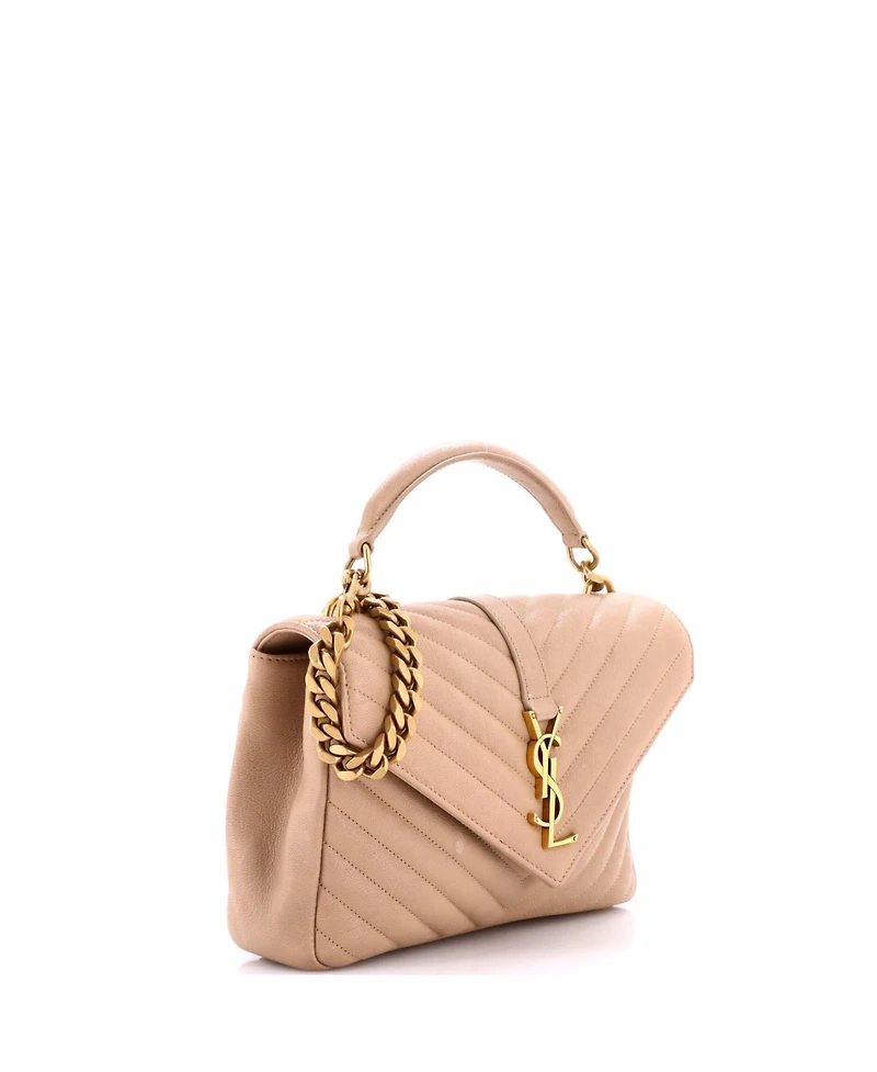 Pre-Owned Saint Laurent Medium Classic Monogram College Bag Matelasse Chevron Leather