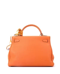 Pre-Owned HERMES Kelly 32 Handbag Orange Togo with Gold Hardware