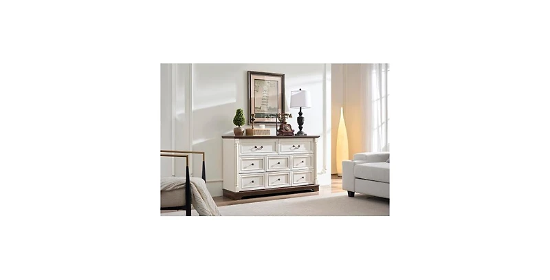 Flynama 8 Drawer Classic Brown Dresser Rolling Cabinet for Bedroom Home Furniture With Spacious Drawers Easy Assembly Durable