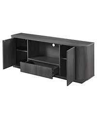 Rainsken 64" Fluted Tv Stand, Mid Century Modern Entertainment Center with 2 Doors, 1 Drawer and Open Shelf, Media Console Table for Living Room
