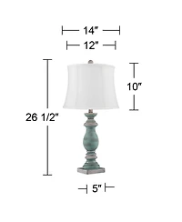 Regency Hill Patsy Rustic Farmhouse Table Lamps 26 1/2 High Set of 2 Washed Softback Drum Shade for Bedroom Living Room House Home