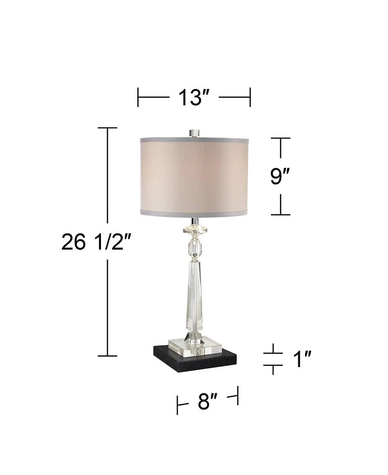 Vienna Full Spectrum Aline Traditional Table Lamp with Square Black Marble Riser 26 1/2 High Crystal Shade for Bedroom Living Room Bedside House