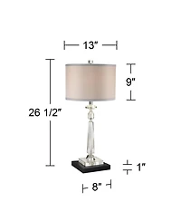 Vienna Full Spectrum Aline Traditional Table Lamp with Square Black Marble Riser 26 1/2 High Crystal Shade for Bedroom Living Room Bedside House