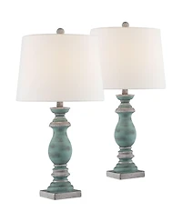 Regency Hill Patsy 26 1/2" Tall Farmhouse Rustic Traditional Table Lamps Set of 2 WiFi Smart Socket Living Room Bedroom