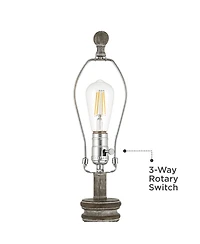 360 Lighting Lockland 31" Tall Column Large Traditional End 3-Way Table Lamp Antique Finish Single Shade Living Room Bedroom