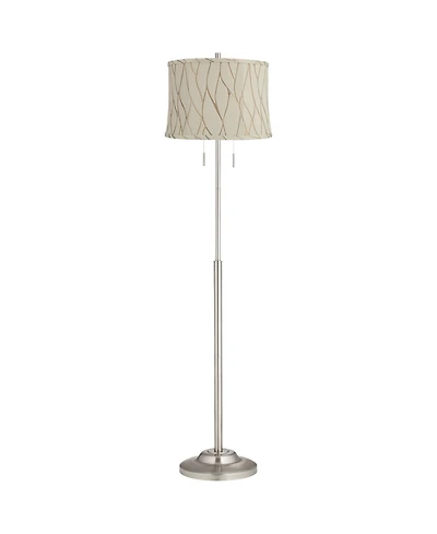 360 Lighting Abba Modern 65" Tall Standing Floor Lamp Twin Pull Chain Silver Metal Brushed Steel Finish