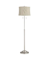 360 Lighting Abba Modern 65" Tall Standing Floor Lamp Twin Pull Chain Silver Metal Brushed Steel Finish