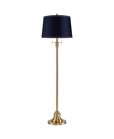 360 Lighting Dyna 58" High Antique Brass and Drum Shade 2-Light Floor Lamp
