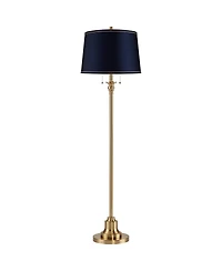 360 Lighting Dyna 58" High Antique Brass and Drum Shade 2-Light Floor Lamp