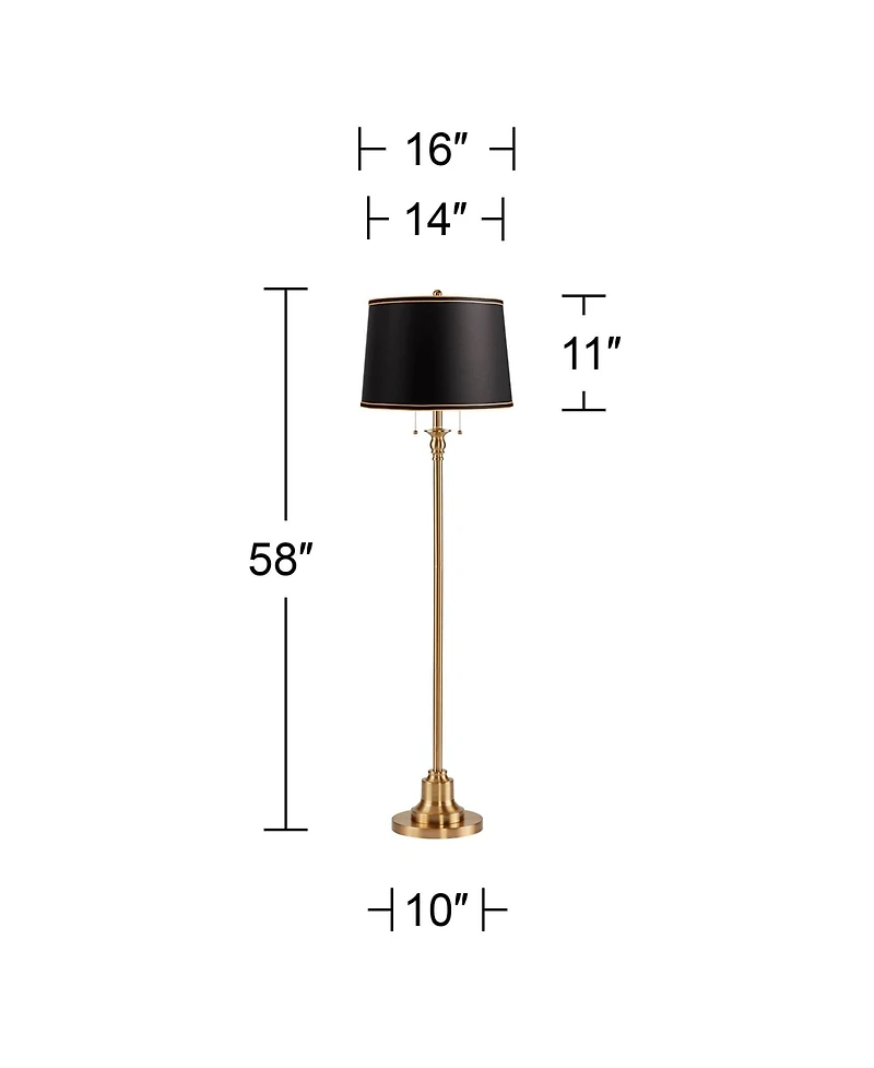 360 Lighting Dyna Traditional 58" Tall Standing Floor Lamp Skinny Pole Pull Chain