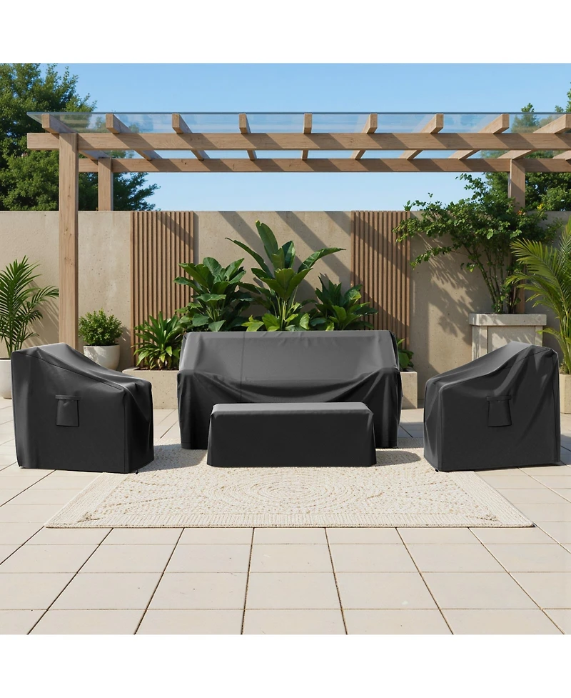 Gymojoy Outdoor Furniture Cover Waterproof, 4 Piece Patio Set for Outside Couch, Lawn Chairs, Coffee Table,Windproof with Buckle Strap