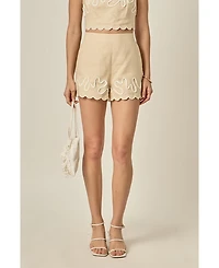 English Factory Women's Wavy Embroidered Shorts