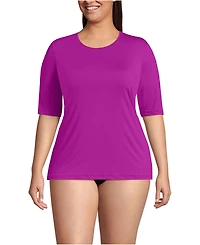 Lands' End Plus Size SunShade Upf 50 Elbow Sleeve Rash Guard Swim Tee