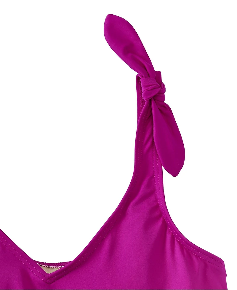 Lands' End Plus Tie Shoulder Flutter Tankini Top