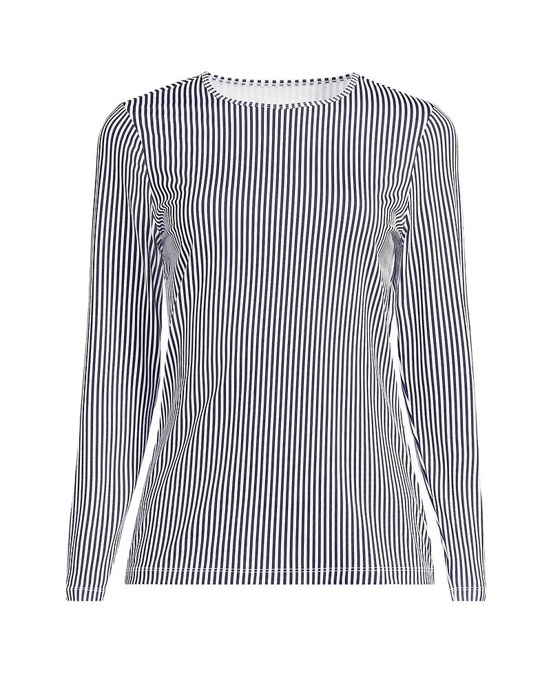 Lands' End Women's SunShade Upf 50 Long Sleeve Rash Guard Swim Tee