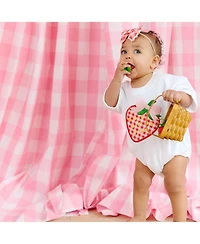 Sweet Wink Baby Girls Strawberry Patchwork Short Sleeve Romper