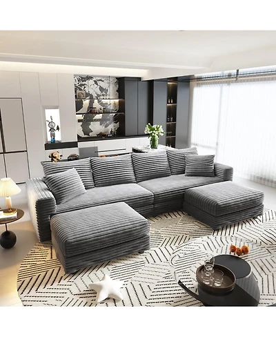 Streamdale Furniture Plush Corduroy 4-Seat Sofa