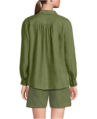 Lands' End Women's Linen Long Sleeve Feminine Shirt