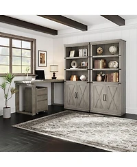 gaomon 68.7" 5-Tier Farmhouse Wooden Bookcase with Cabinet Doors, Bookshelf for Home and Bedroom