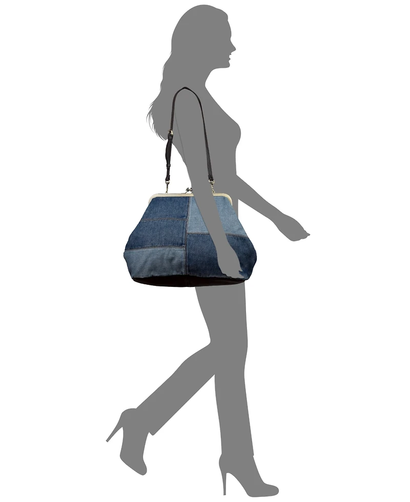 Patricia Nash Serafina Extra-Large Denim Frame Shoulder Handbag